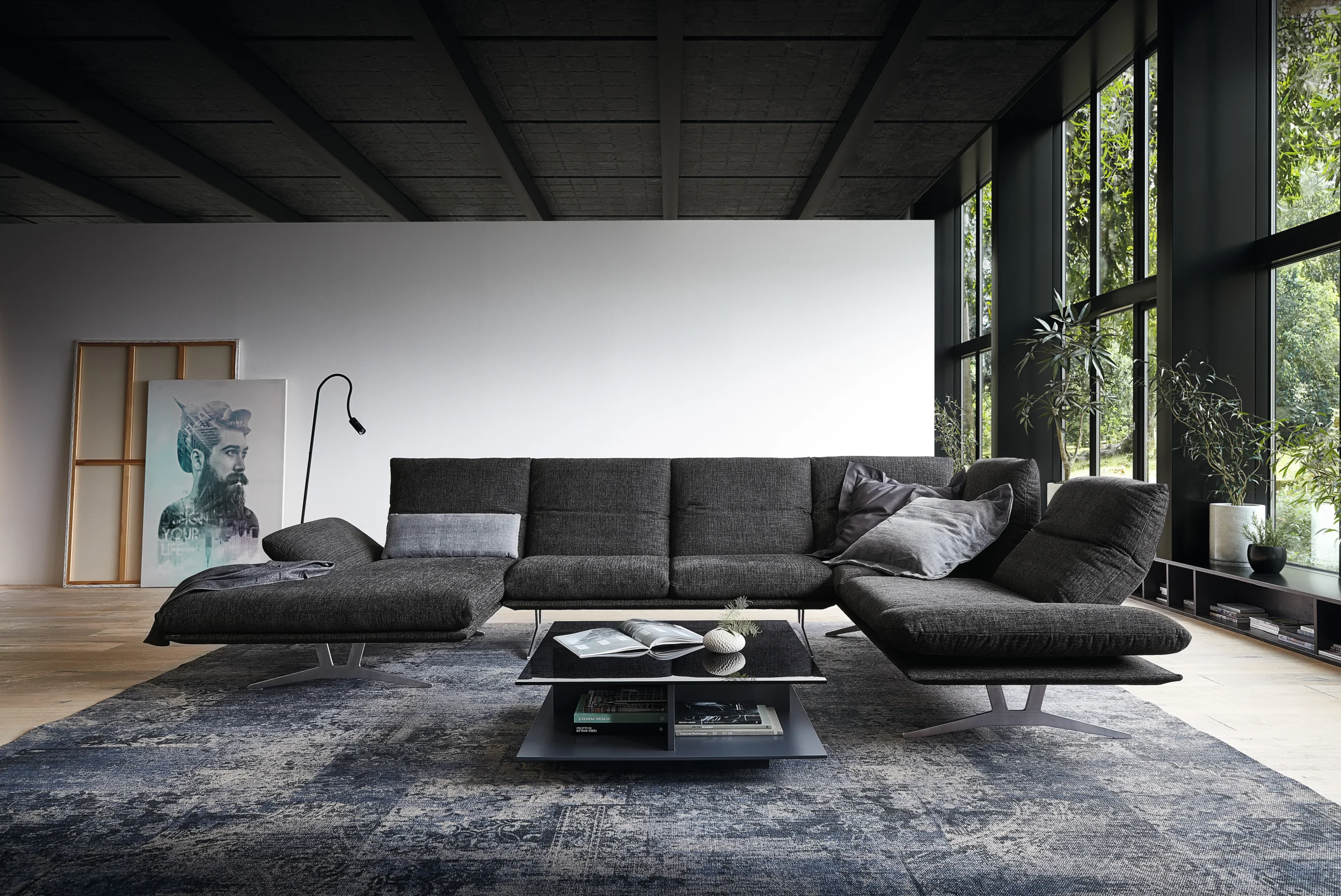 Koinor ECKSOFA Francis Grau_Magni-Leder_Möbelhaus-Polstermöbel-Wonlandschaft-anthrazit 1