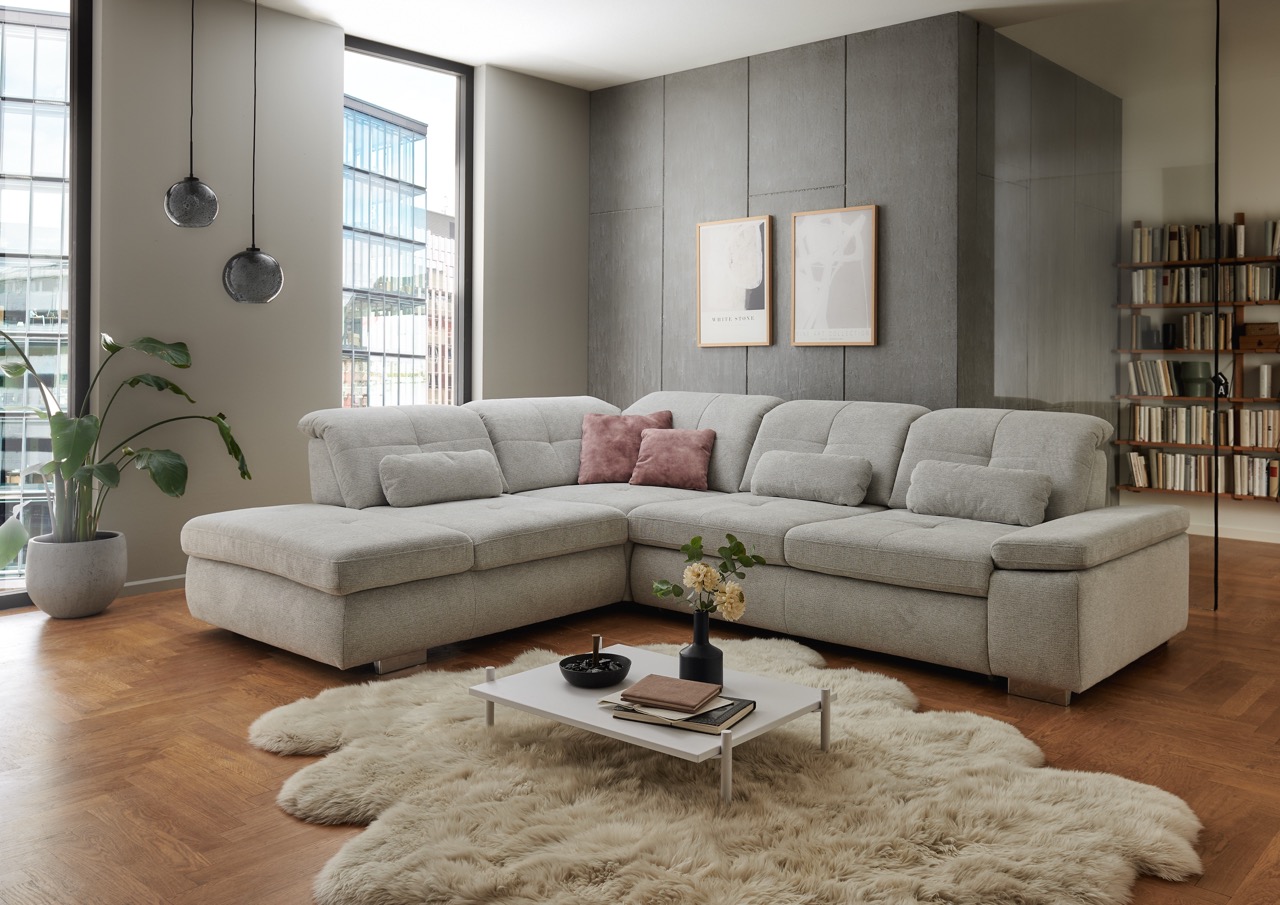 Magni-Leder-MEGAPOL-Ecksofa-Möbelhaus-Polstermöbel-Sofa-Wohnzimmer-Famosa silver 1